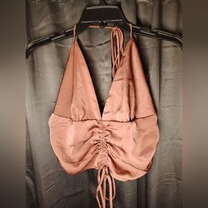 Rust Brown/ Rose Gold Ruched Top